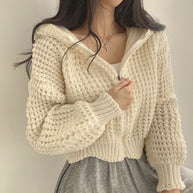 Damen bequeme Strickjacke mit sportlichem Reißverschluss und kuscheligem Material WW