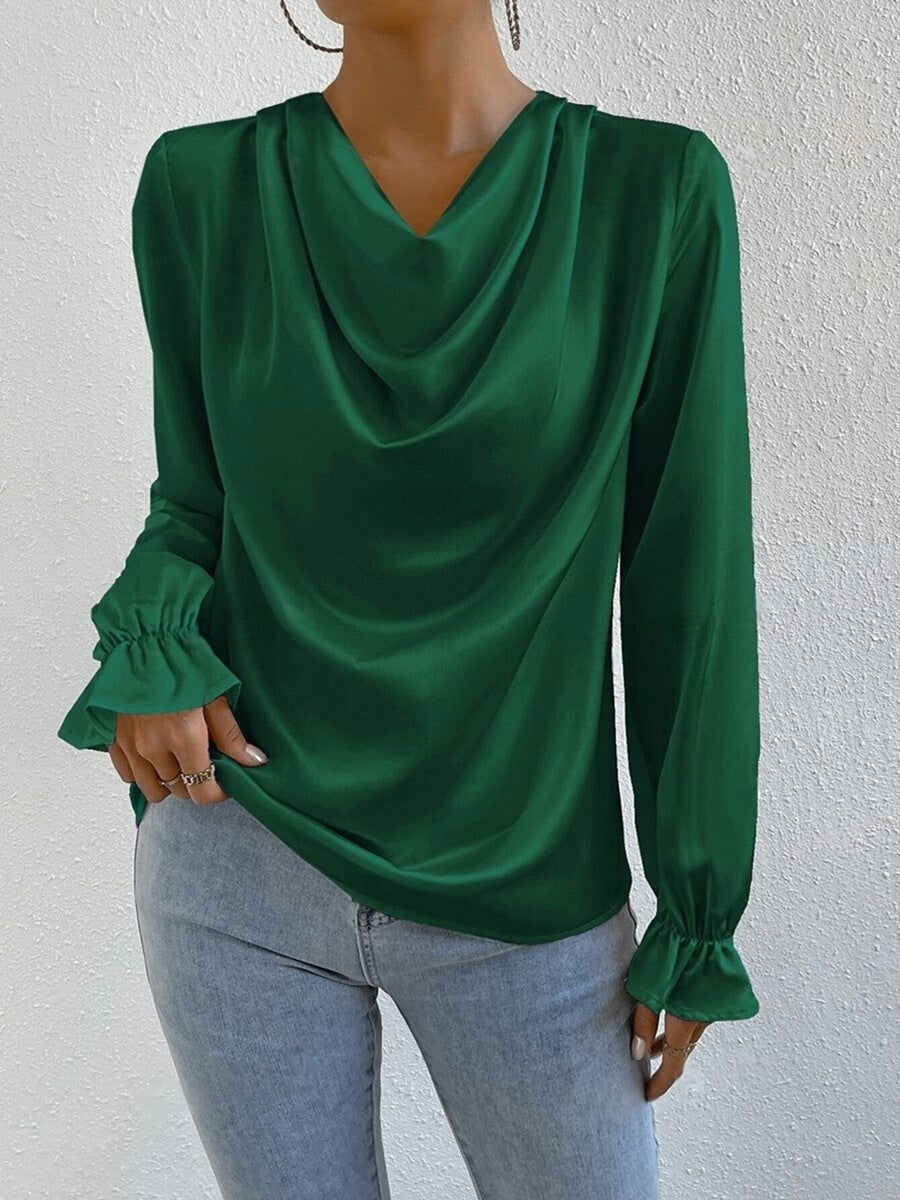 WW | Satin Langarmbluse Top
