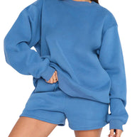 Damen bequemer Fleece-Cropped-Sweatshirt und Shorts-Mix WW
