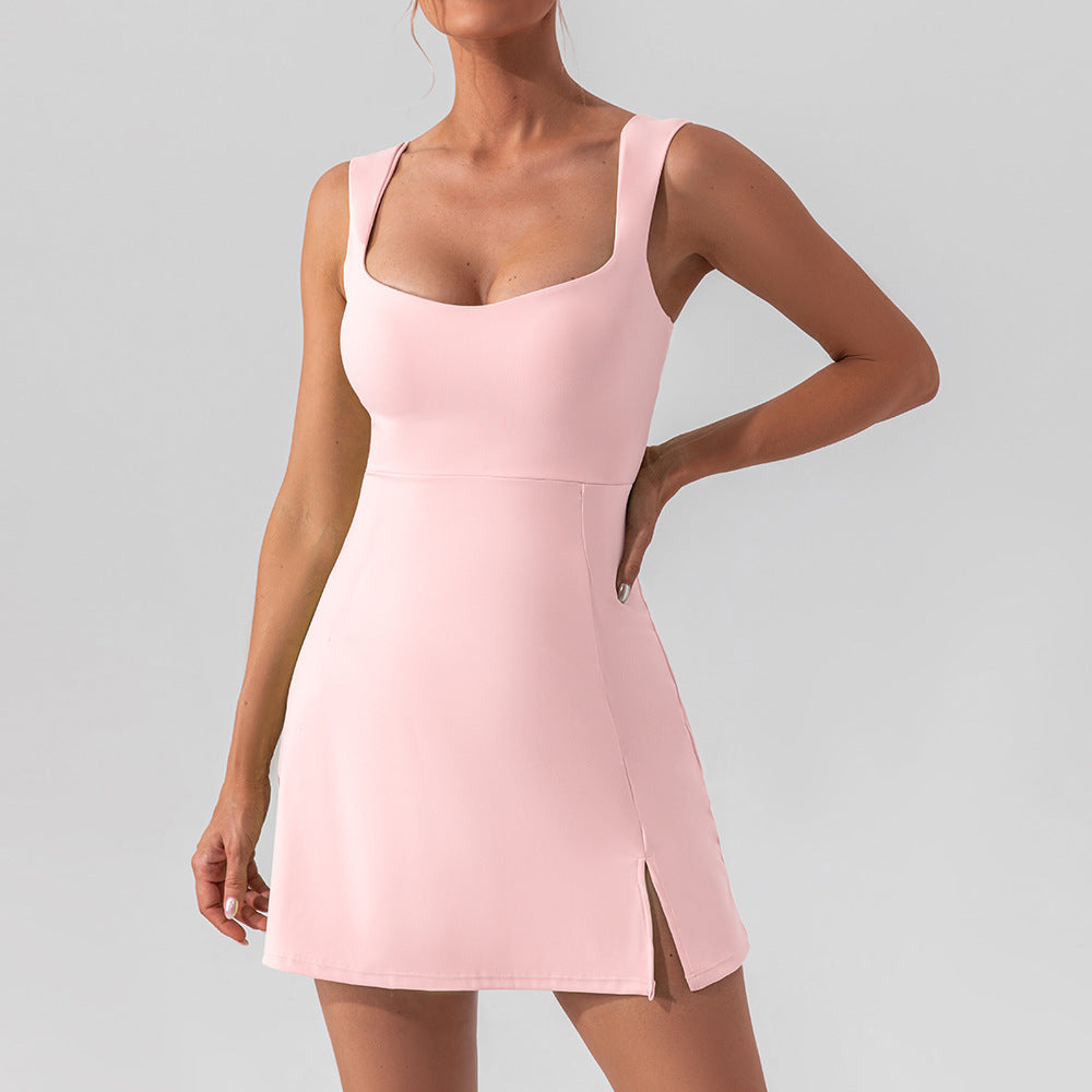 W&W | Hosenträger einfarbig Yoga Tennisrock leichtes Sportkleid