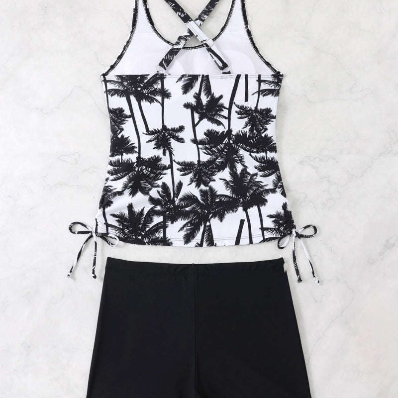 Damen Tankini-Set mit verstellbaren Trägern und modernen Palmendruck WW