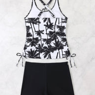 Damen Tankini-Set mit verstellbaren Trägern und modernen Palmendruck WW