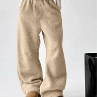 Damen bequeme Fleece-Hose mit weitem Schnitt und elastischem Bund WW