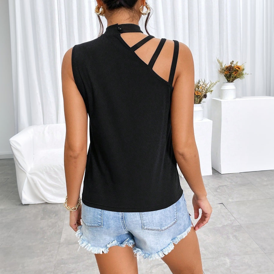 Damen ärmelloses Oberteil mit kreativem Cut-Out-Design W&W