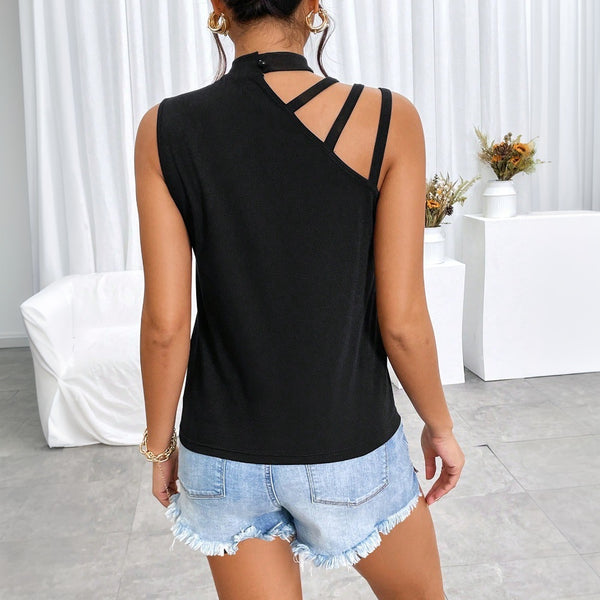 Damen ärmelloses Oberteil mit kreativem Cut-Out-Design W&W