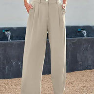 Damen weite High-Waist Stoffhose mit seitlichen Eingrifftaschen WW