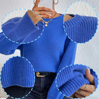 Damen lässiger Strickpullover mit lockerer Passform und eleganten Rippdetails WW