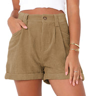 Damen bequeme High-Waist Shorts aus strukturiertem Baumwollmix WW
