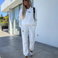 Damen sportliches Sweat-Set mit Kapuze und elastischem Bund WW