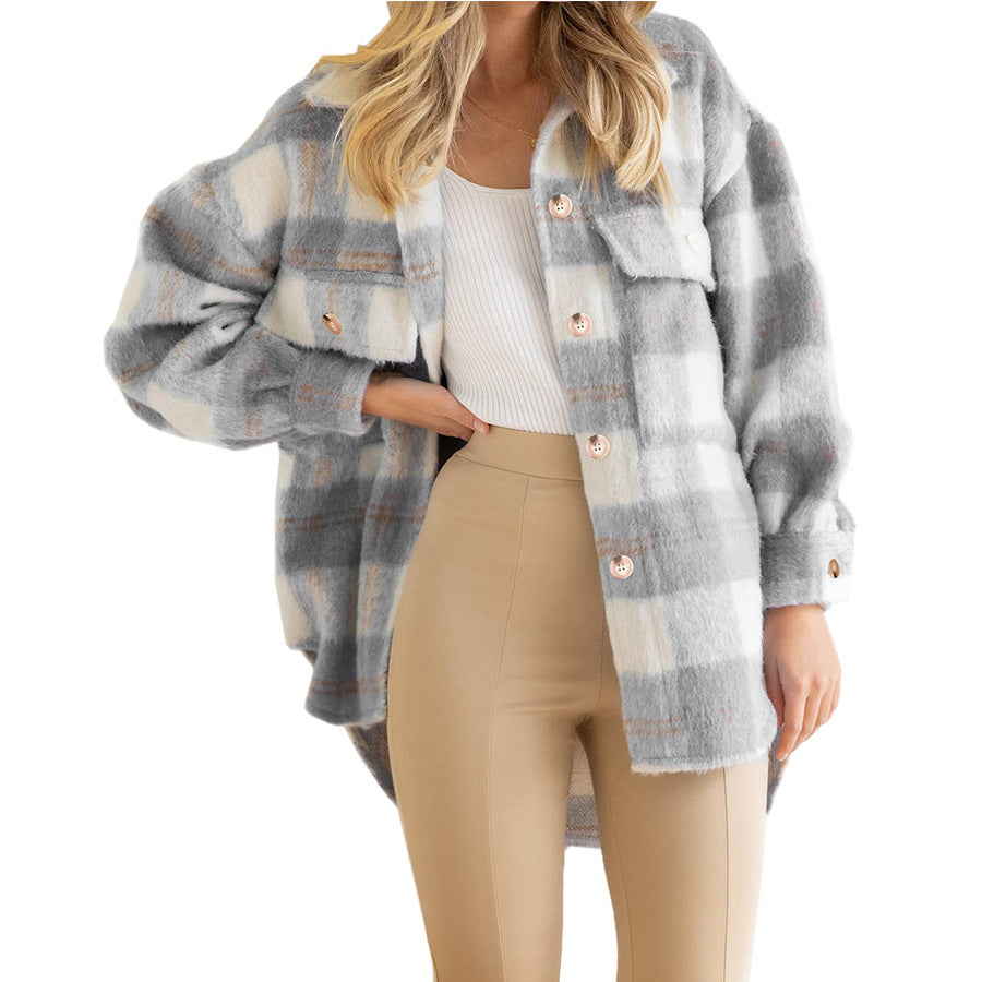 Damen Karierte Flanelljacke mit oversized Schnitt WW