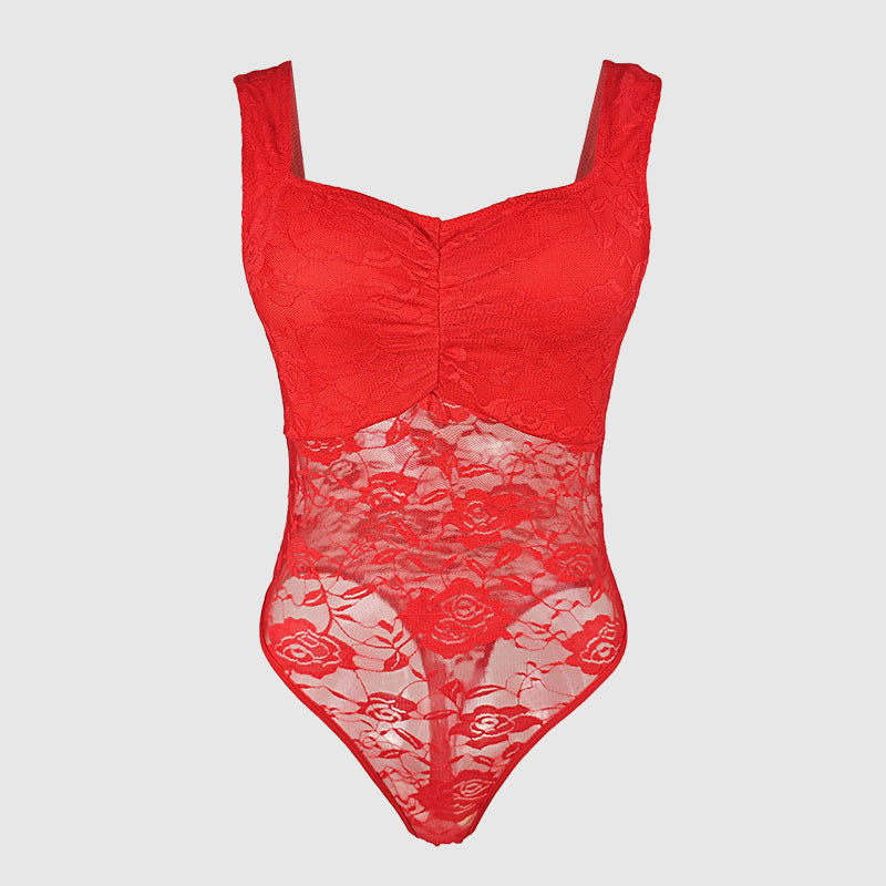 Damen Spitzen-Bodysuit mit floralem Design und konturierendem Schnitt WW