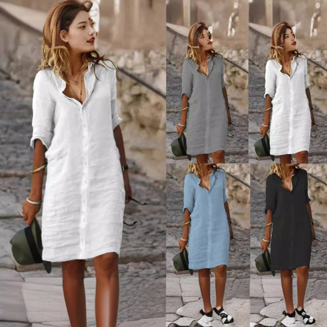 Damen lässiges Hemdkleid mit schicken Details W&W Mode