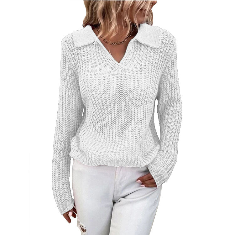 Damen Strickpullover mit strukturiertem Design und modernem V-Ausschnitt WW