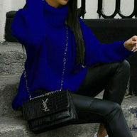 Damen Oversized Pulli mit hohem Kragen und Struktur WW