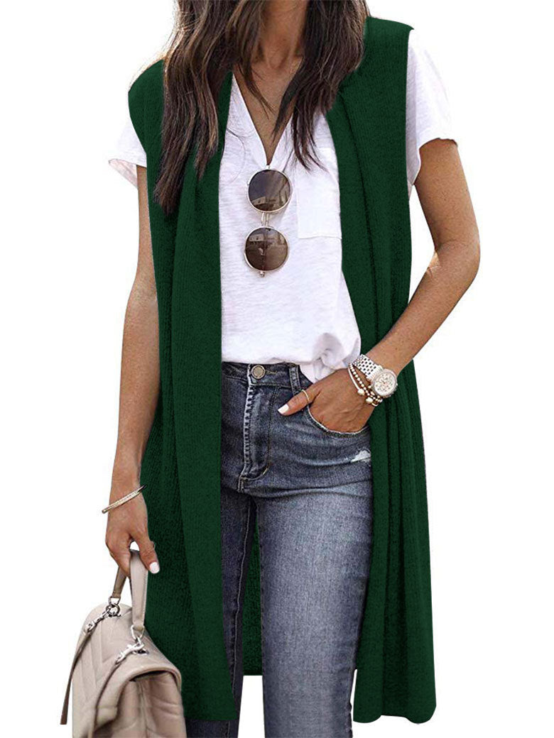 Damen offene Strickjacke mit lässigem Schnitt und langen Seitenpartien WW