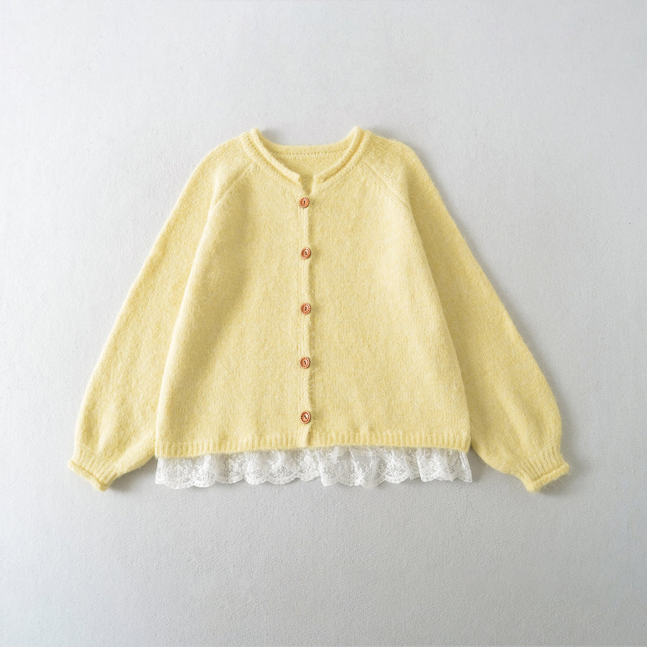 Damen Strickjacke mit elegante Spitzenverzierung WW