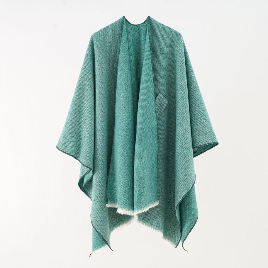 Damen Luxuriöser Oversize Poncho aus hochwertigem Mischgewebe WW