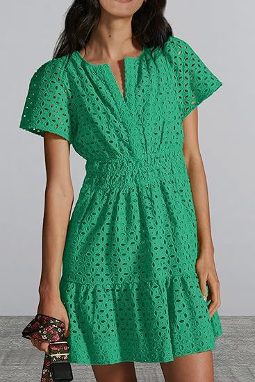 Damen Sommerliches Kurzkleid mit Stickerei WW