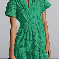 Damen Sommerliches Kurzkleid mit Stickerei WW