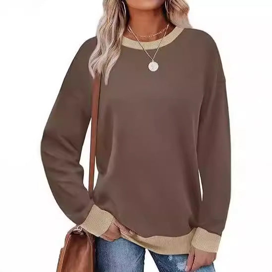 Damen bequemer Sweatshirt mit Raglanärmeln und dekorativem Kragen WW