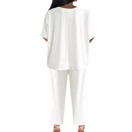 Damen eleganter Jumpsuit mit V-Ausschnitt und weitem Bein WW