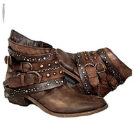 Damen Stiefeletten mit modischem Riemen-Design und robusten Nieten WW