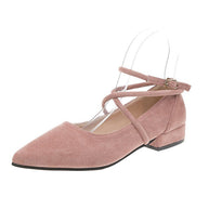 Damen elegante Ballerinas mit klassischem Riemchen-Design und komfortablem Blockabsatz W&W