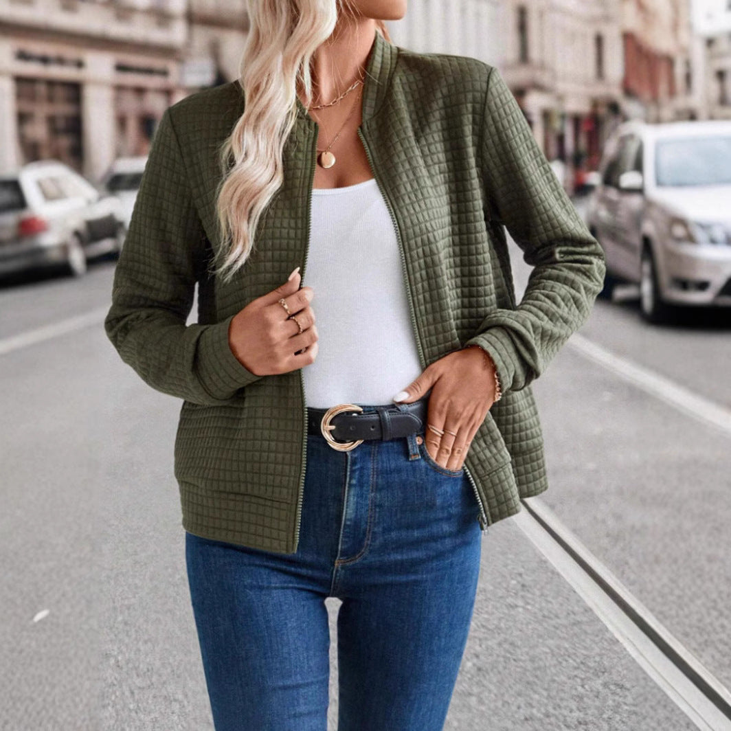 Damen leichte Steppjacke mit hohem Kragen und durchgehendem Reißverschluss WW