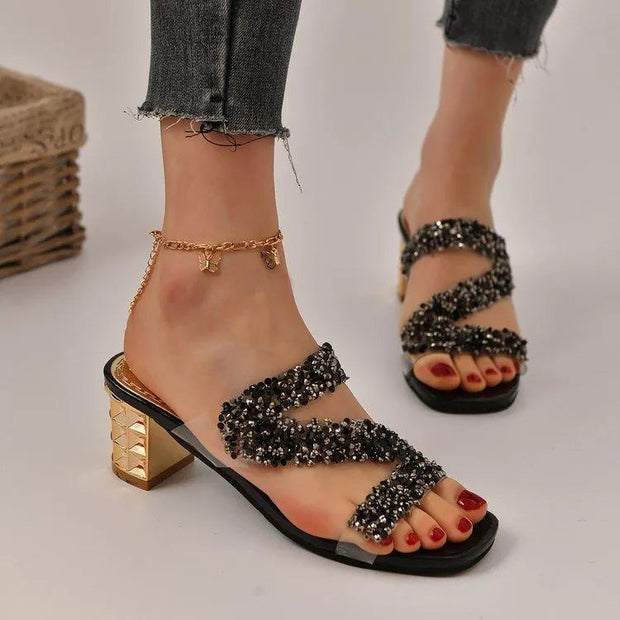 WW | Sandalen mit Absätzen und Pailletten