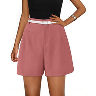 Damen elegante Shorts mit Gürtel und Eingrifftaschen WW