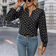 Damen Bluse mit elegantem V-Ausschnitt und feinen Rüschendetails WW