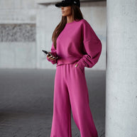 Damen Bequemer Oversized Freizeitanzug mit weitem Schnitt und übergroßem Kragen WW