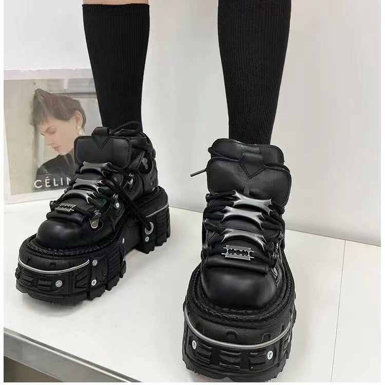 Damen Stabile High-Top Stiefel mit robuster Gummisohle WW