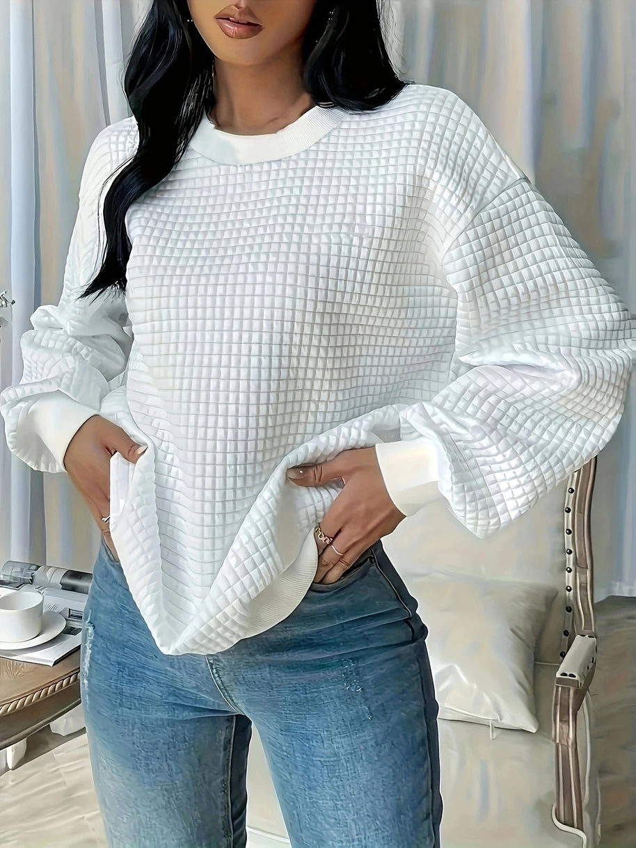 Damen Pullover mit strukturiertem Waffeldesign und lässigem Schnitt WW