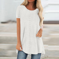 Damen Atmungsaktive Lochmuster Tunika Top WW