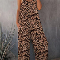 WW | Leopard-Print-Tasche Lockerer Träger Einteiler Overall