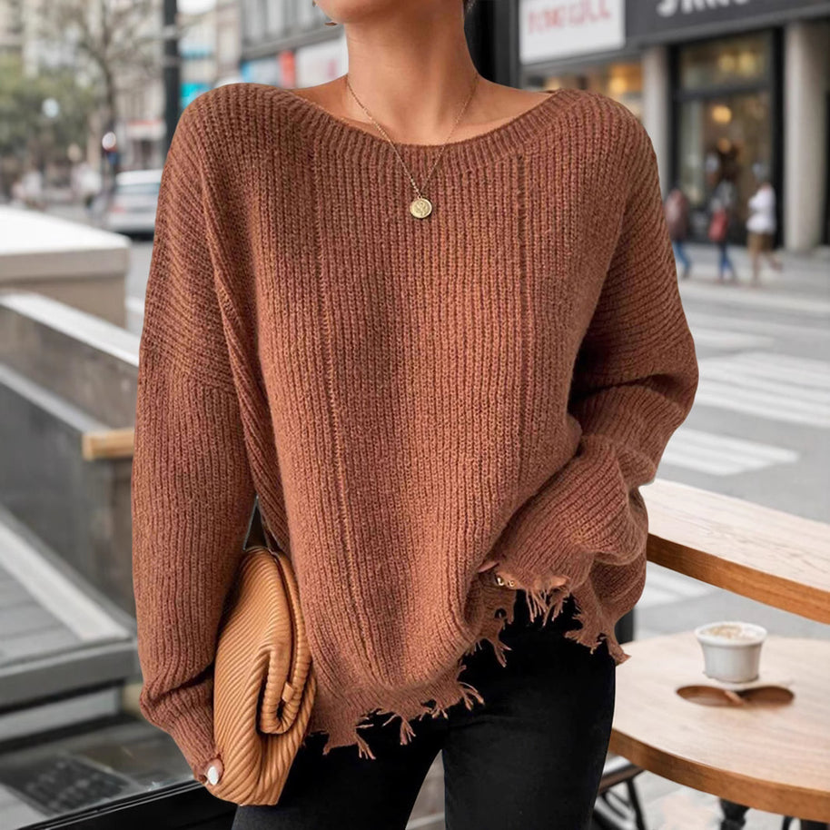 Damen Baumwollpullover mit lässigem Oversized-Schnitt WW