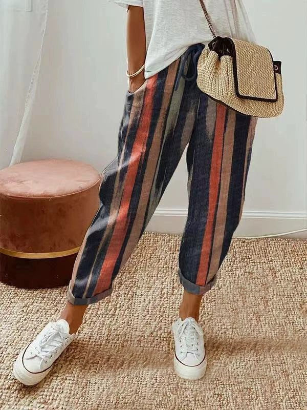 Damen Bequeme und lässige Chino-Hose mit elastischem Bund WW