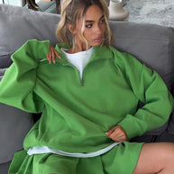 Damen sportlicher Pullover mit Reißverschluss WW