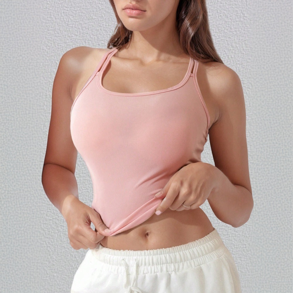 Damen Sportliches Crop-Top mit schmalen Spaghetti-Trägern W&W Mode