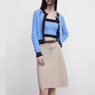 Damen Strickjacke mit asymmetrischem Design und kontrastierenden Akzenten WW