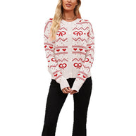 Damen Strickjacke mit verspieltem Herz- und Schleifenmuster WW