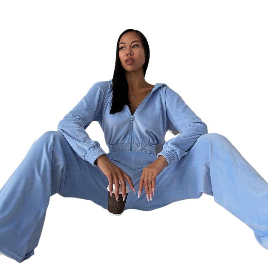 Damen Sportanzug mit Elastrikbund und modernem Reißverschluss WW