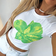 Damen T-Shirt mit floralem Druck und kurzem Schnitt WW