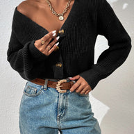 Damen Strickjacke mit strukturiertem Schnitt und dekorativen Knöpfen WW