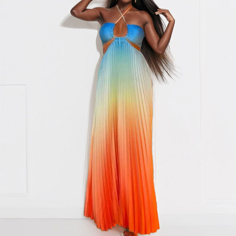 Damen Maxikleid mit Cut-Out-Details und Plisseefalten WW
