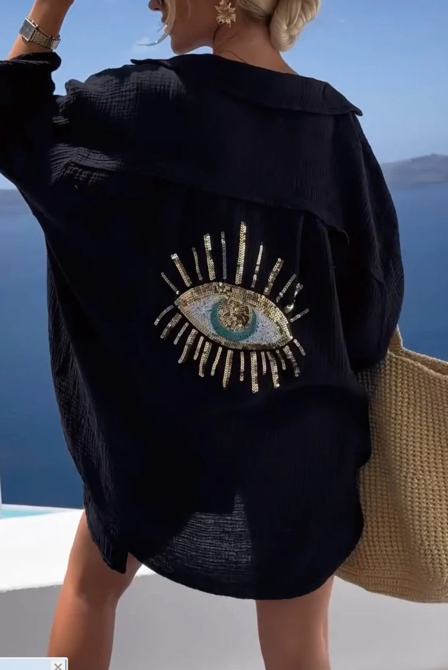 WW | Reverskragen Baumwoll-Leinen-Shirt für Frühling/Sommer