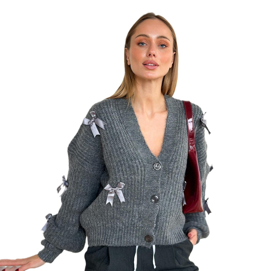 Damen Strickjacke mit romantischen Rüschendetails WW