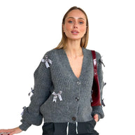 Damen Strickjacke mit romantischen Rüschendetails WW