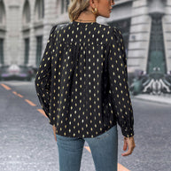 Damen Bluse mit elegantem V-Ausschnitt und feinen Rüschendetails WW